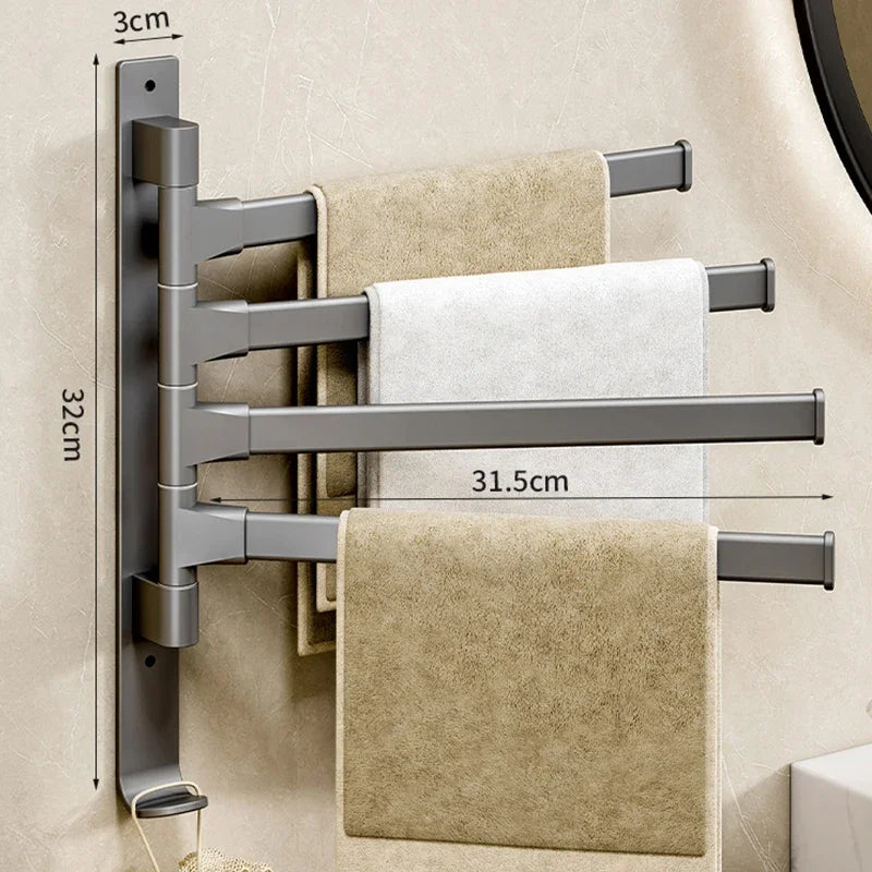 Bathroom Towel Rack Rotatable Towel Holder Space Aluminum