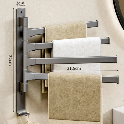 Bathroom Towel Rack Rotatable Towel Holder Space Aluminum