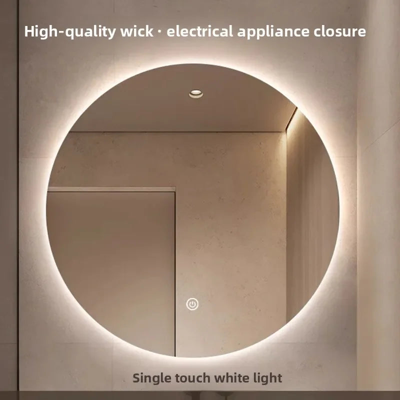 Mirror Round Mirror Wall-Mounted Smart Bathroom Mirror Led