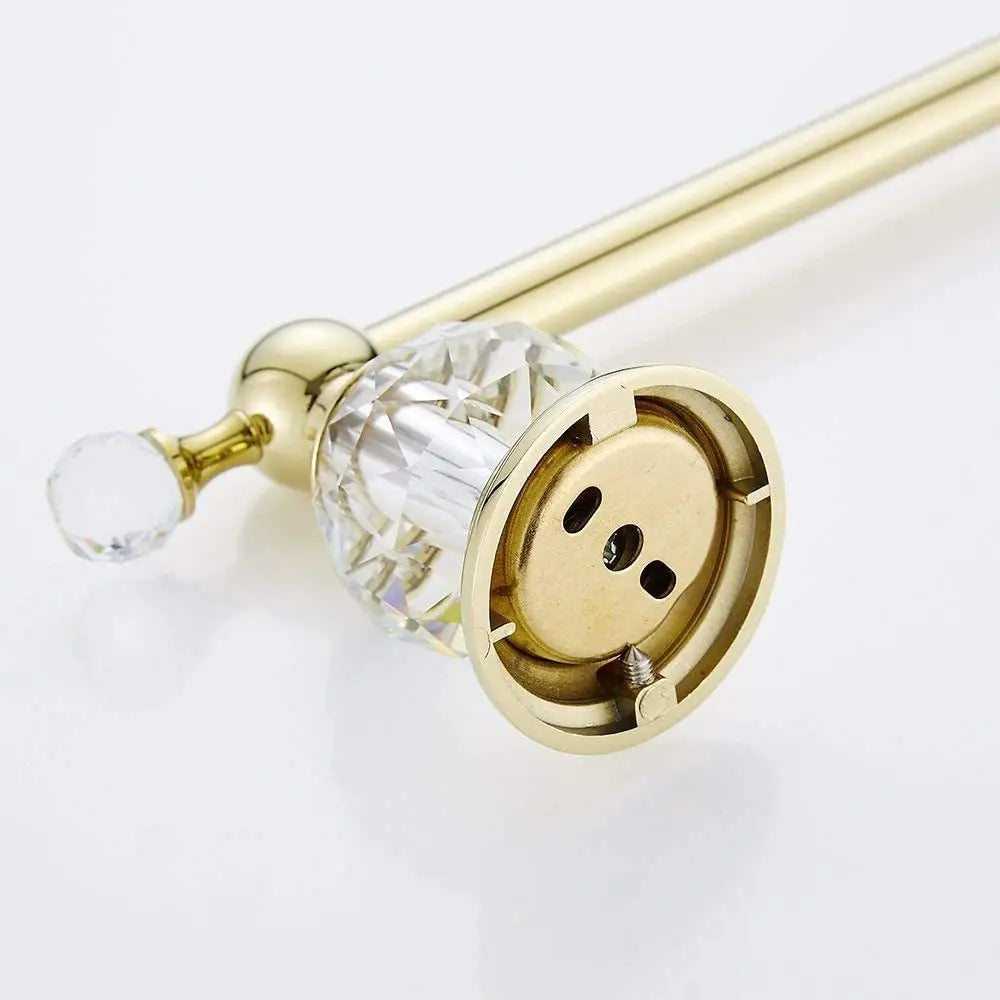Luxury Crystal Bathroom Gold Polished Brass Bath Hardware