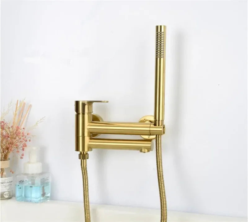 Bathtub Shower Wall Mounted Brushed Gold Rotatable Bidet