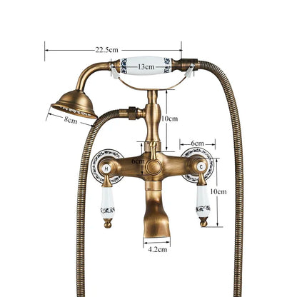 Retro European Bathtub Shower Faucet Handled Handshower Ceramics
