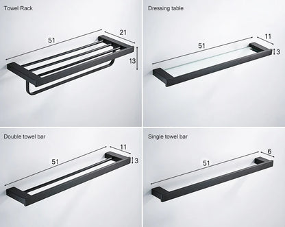 Matte Black Hook Towel Rack 304 Stainless Steel