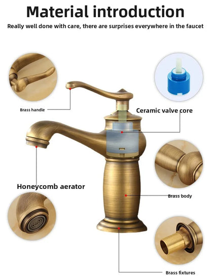 Luxury Europe Style Antique Gold Bathroom Basin Faucet