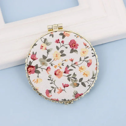 Vintage Foldable Makeup Mirror Mini Heart Round Makeup