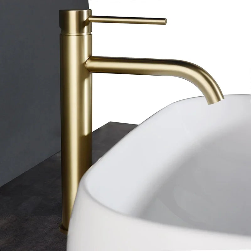 Brushed Gold Bathroom Basin Faucet Cold Mixer Water