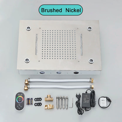 Black Embedded Ceiling Shower Head Intelligent Remote Control