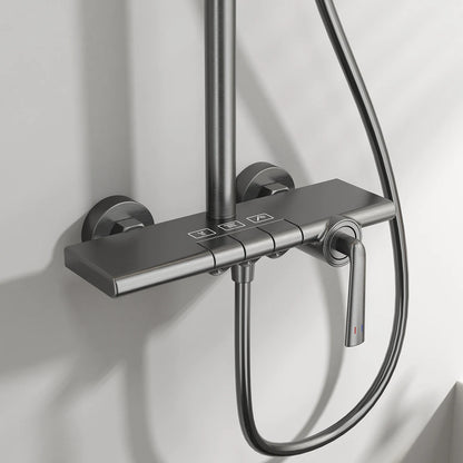 Brushed Rose Gold Bathroom Shower System Faucet 12