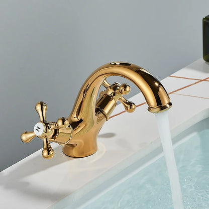 Deck Install Antique Brass Basin Faucet Bathroom Basin