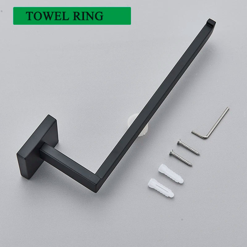 Bathroom Matte Black Wall Shelf Toilet Roll Paper