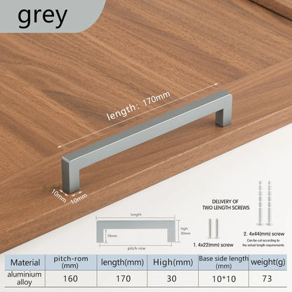 Square 500mm Extended Long Handle Wardrobe Door Handle