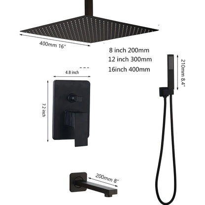 Kemaidi Bathroom 2-3 Way Shower Faucet Black 3-Functions