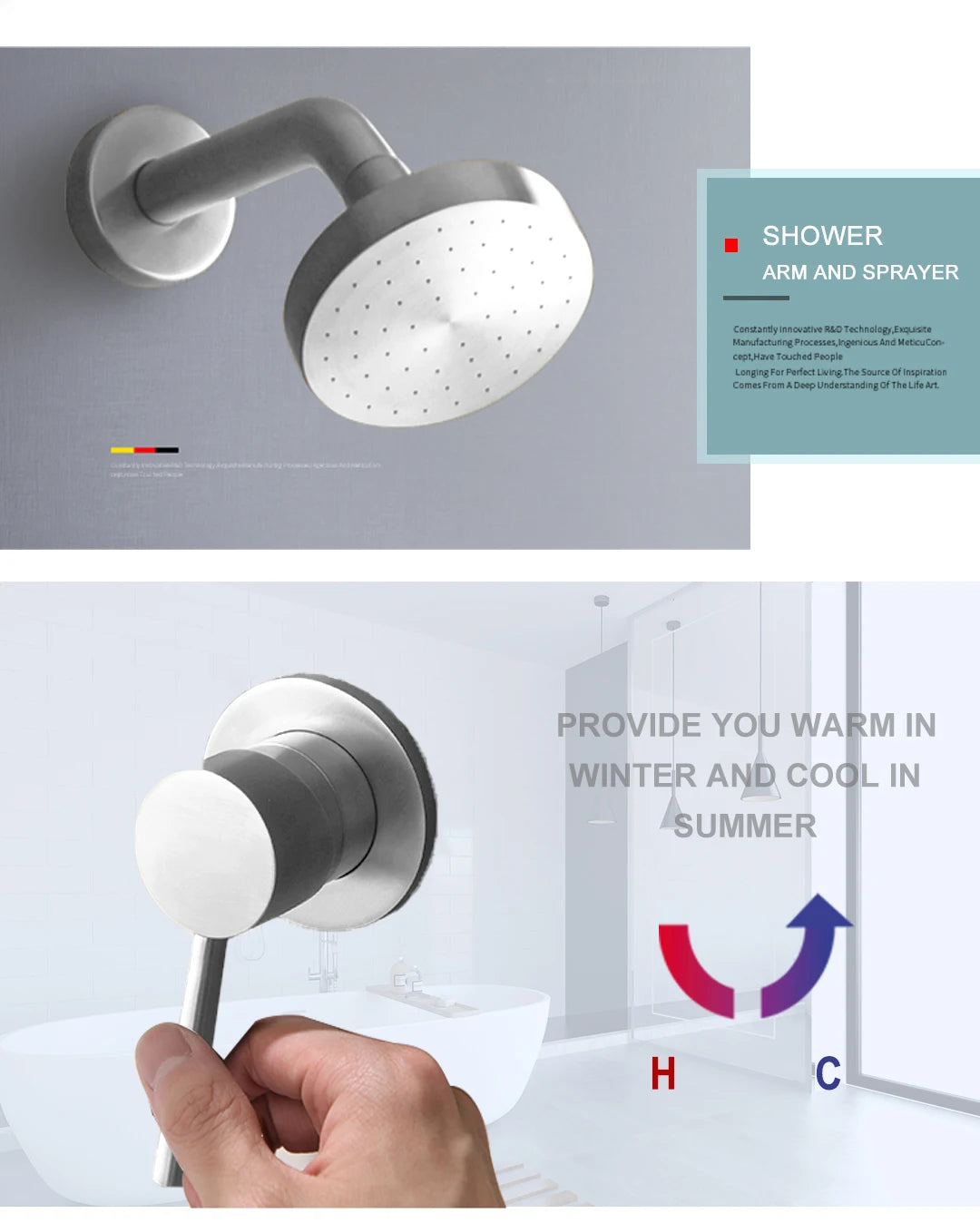 Shower Faucet System Stainless Steel Head Shower Wall