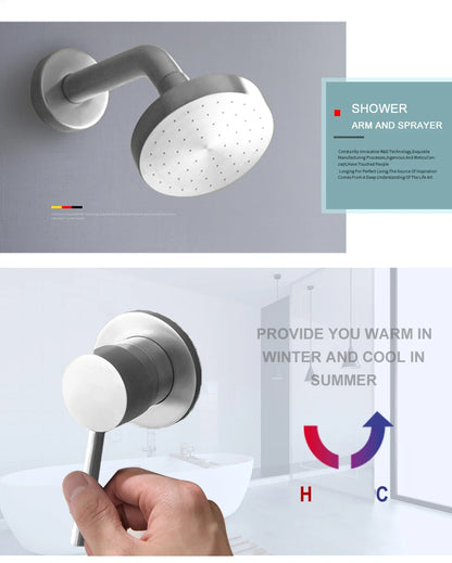Shower Faucet System Stainless Steel Head Shower Wall