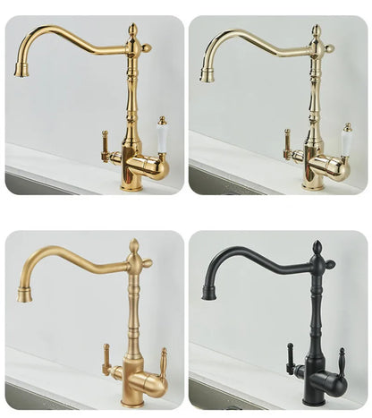 Antique Waterfilter Tap Faucet Gold Mixer Drinking Purify