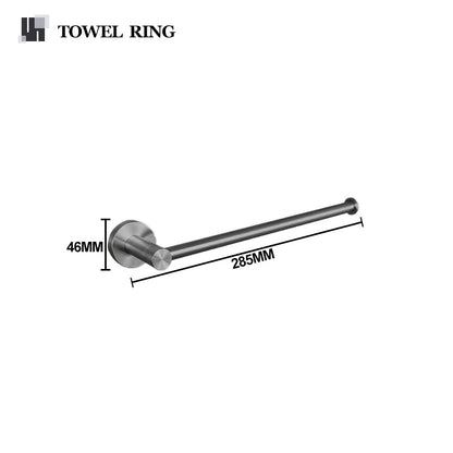 Grey Bathroom Hardware Kit Stainless Steel Round Wall