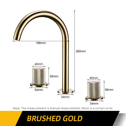 Basin Faucet Cold Tap Bathroom Knurled Double Handle