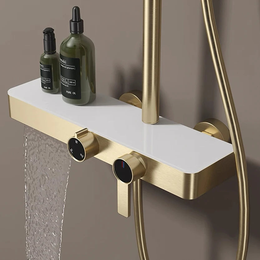 Brushed Gold Bathroom Shower Quality Brass Cold Bathroom