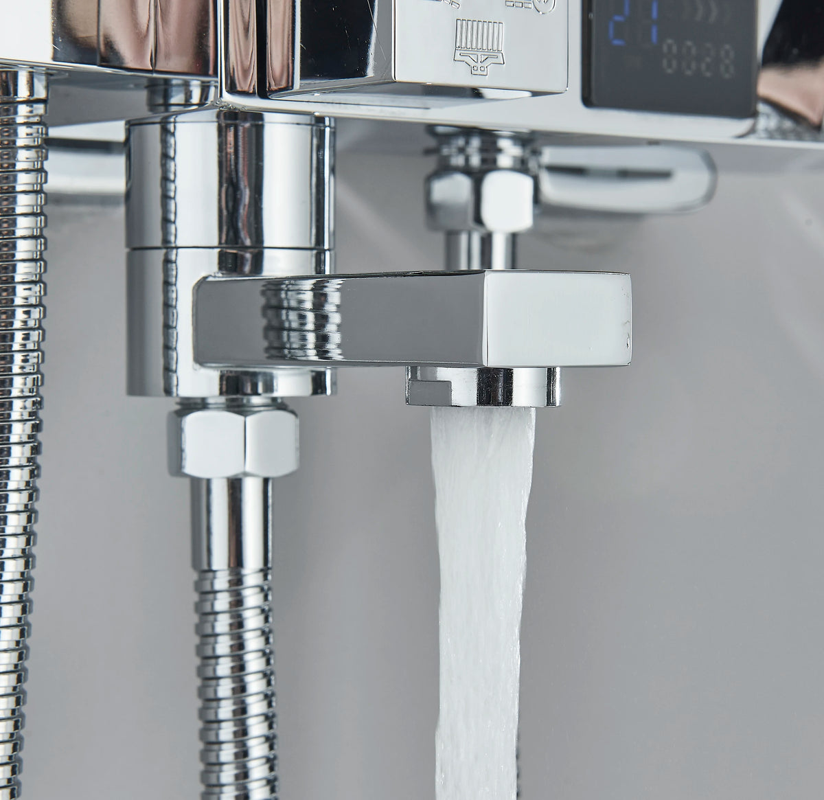 Chrome/Black Thermostat Shower Faucet Ways Bathroom Faucet