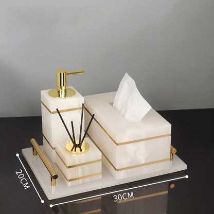White Onyx Natural Marble Bathroom Gold Luxury Soap