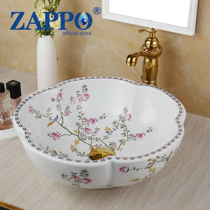 Zappo Above Counter Ceramic Vessel Sink Bathroom Round