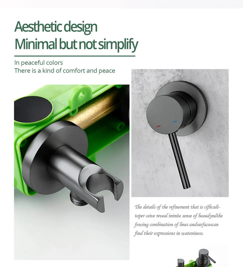 Gunmetal Shower Faucet 8-16 Embed Box Wall Mounted