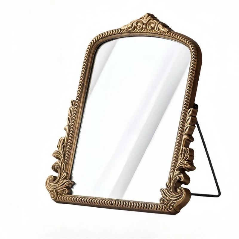 Vintage French Baroque Ornate Wall Mirror Arched Gold