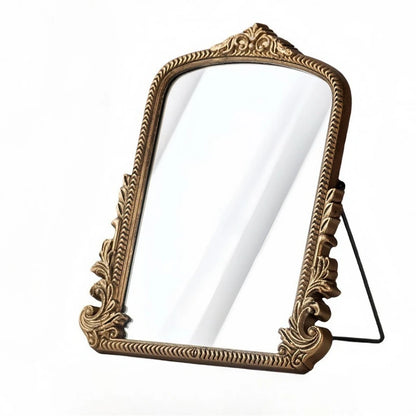Vintage French Baroque Ornate Wall Mirror Arched Gold