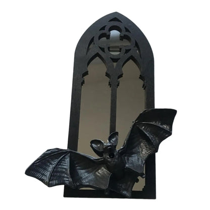 Gothic Arch Mirror Bat Wall Mirror Wood Accent