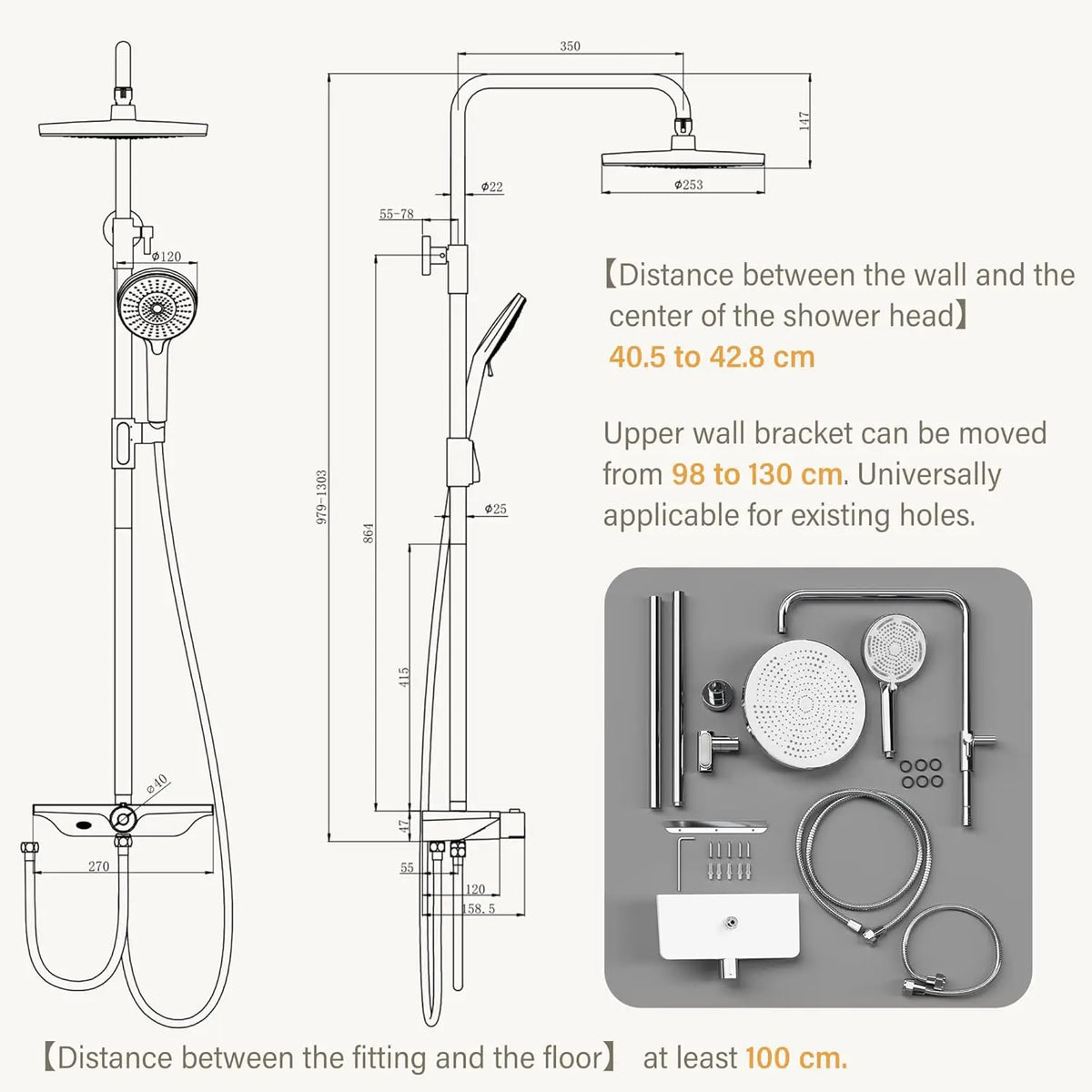 Bathroom Shower System Sets Without Tap Stainless Steel