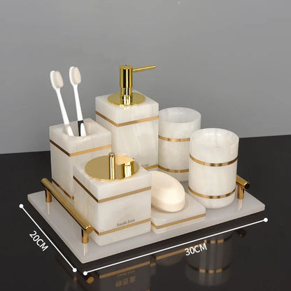 White Onyx Natural Marble Bathroom Gold Luxury Soap