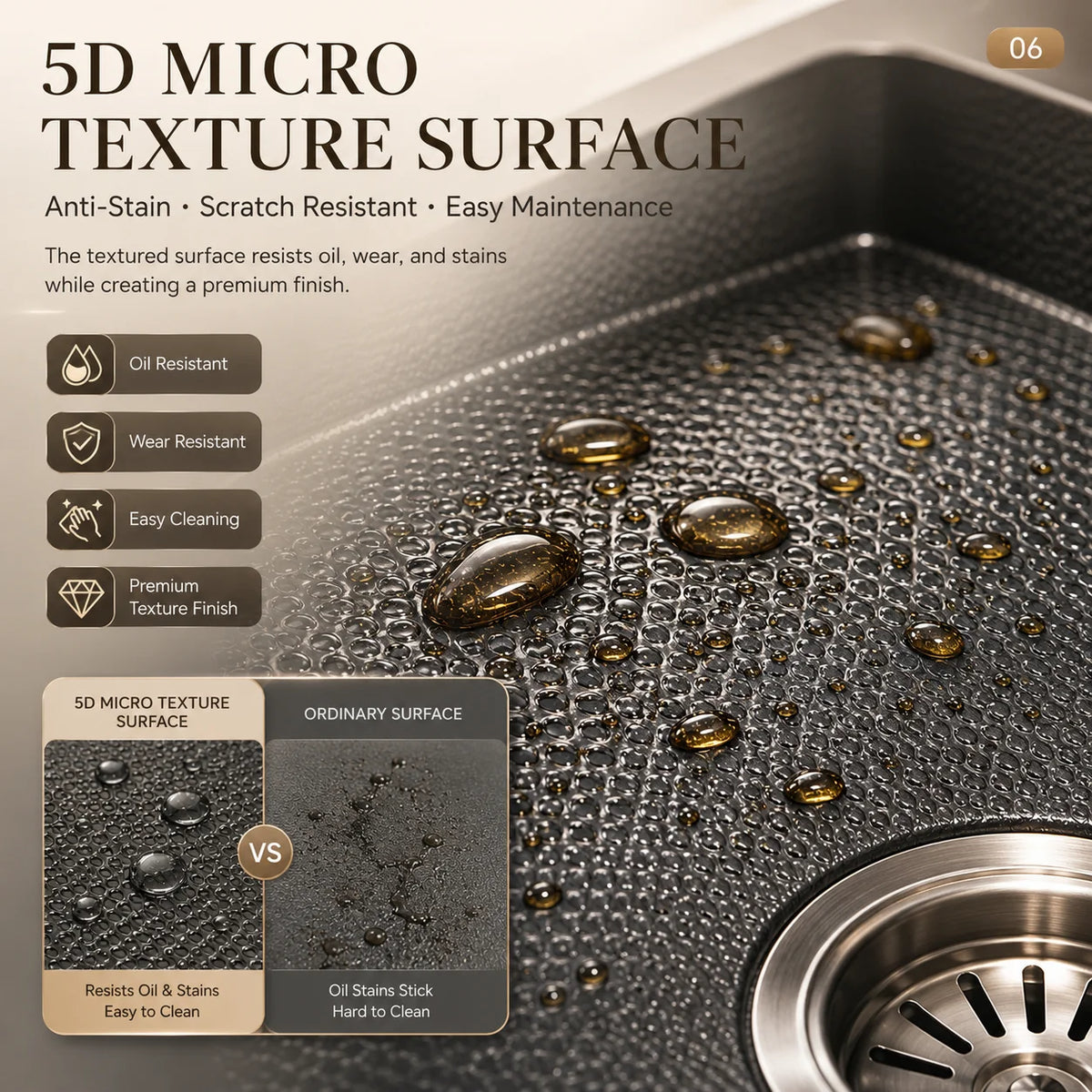 Modern Luxury Waterfall Sink Sus304 Stainless Steel Hidden