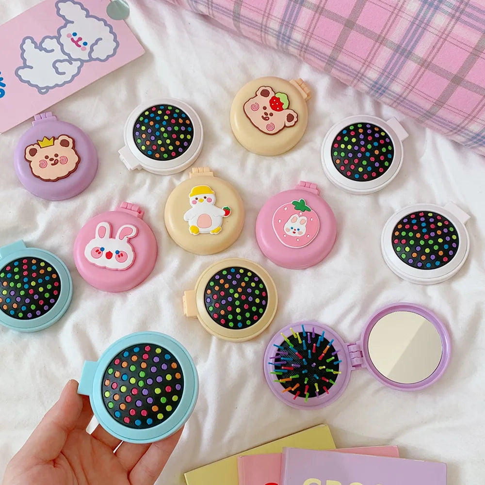 1pcs Mini Cute Folding Air Comb Mirror Compact