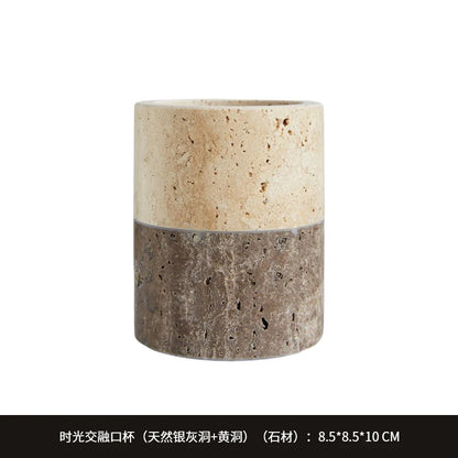 Marble Lotion Bottle Color-Blocked Leopard Print Mouthwash Cup