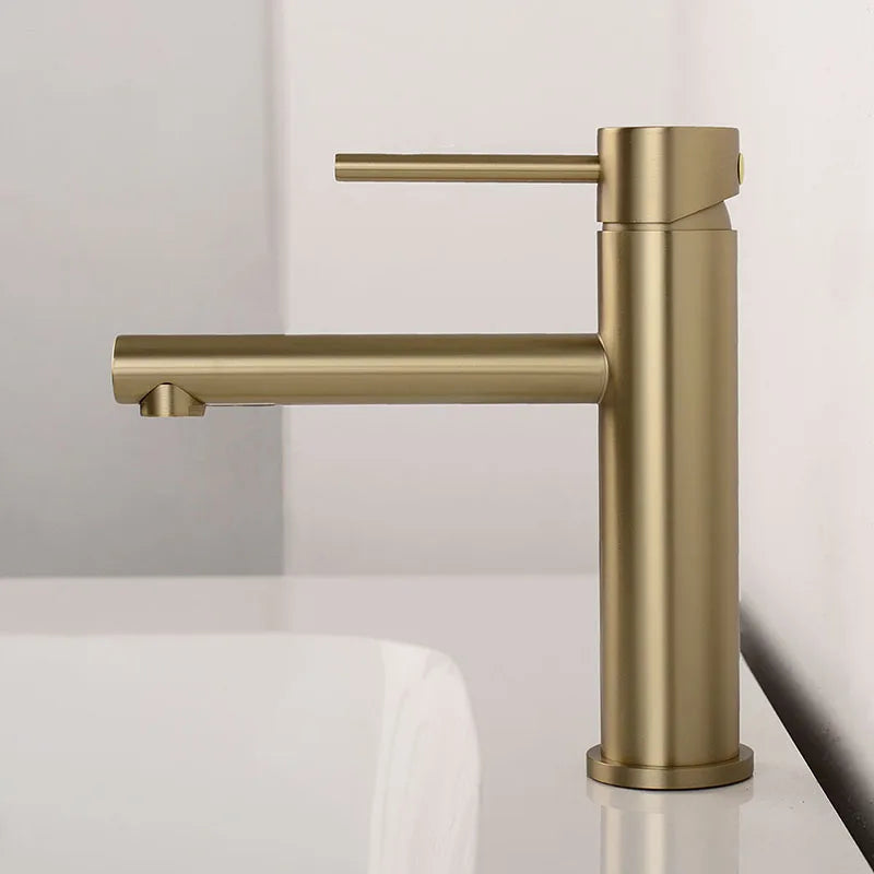 Brushed Rose Gold Bathroom Sink Faucet Deck Mounted