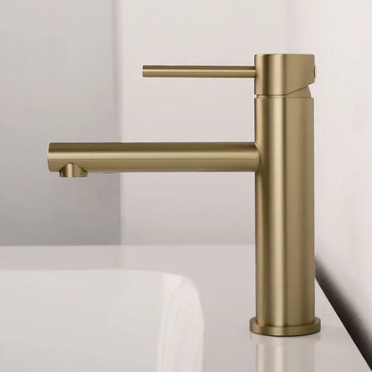 Brushed Rose Gold Bathroom Sink Faucet Deck Mounted