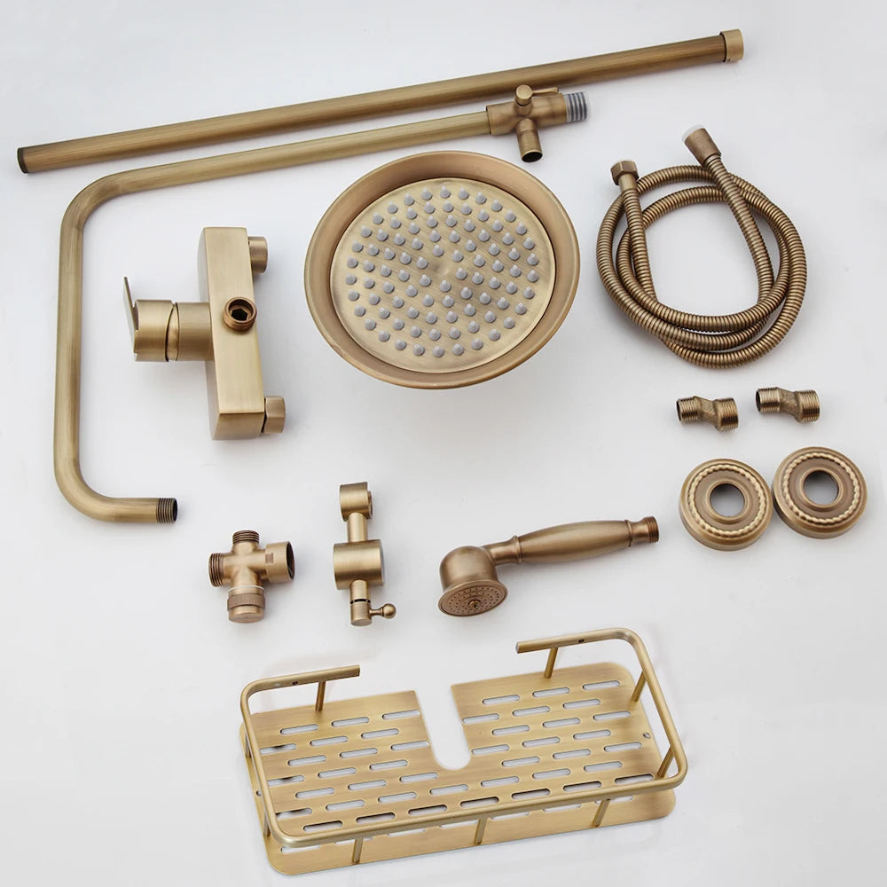 Kemaidi Antique Shower Bathroom Bath Shower Faucet W/Shelf