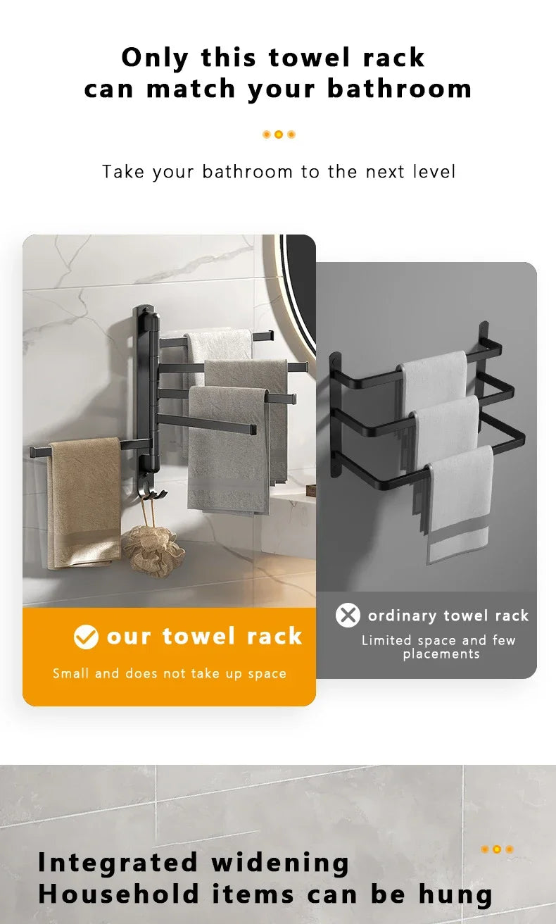 Bathroom Towel Rack Rotatable Towel Holder Rotatable Stainless