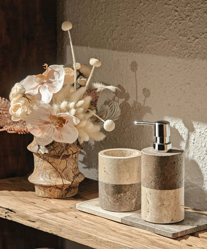 Marble Lotion Bottle Color-Blocked Leopard Print Mouthwash Cup
