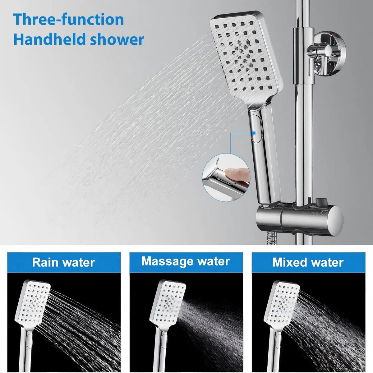 Shower System Thermostat 10-Inch Rain Shower Head Stainless
