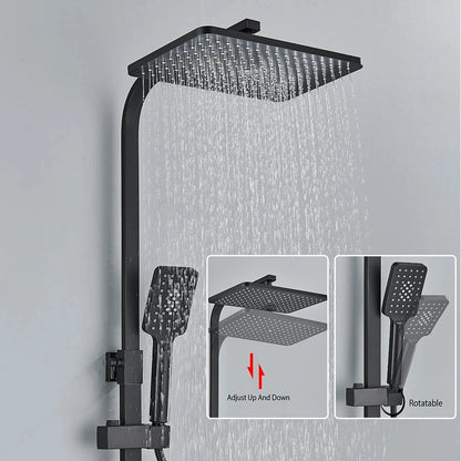 Shower Faucet Rainfall 3/4-Ways Bathtub Tap Bathroom Shelf