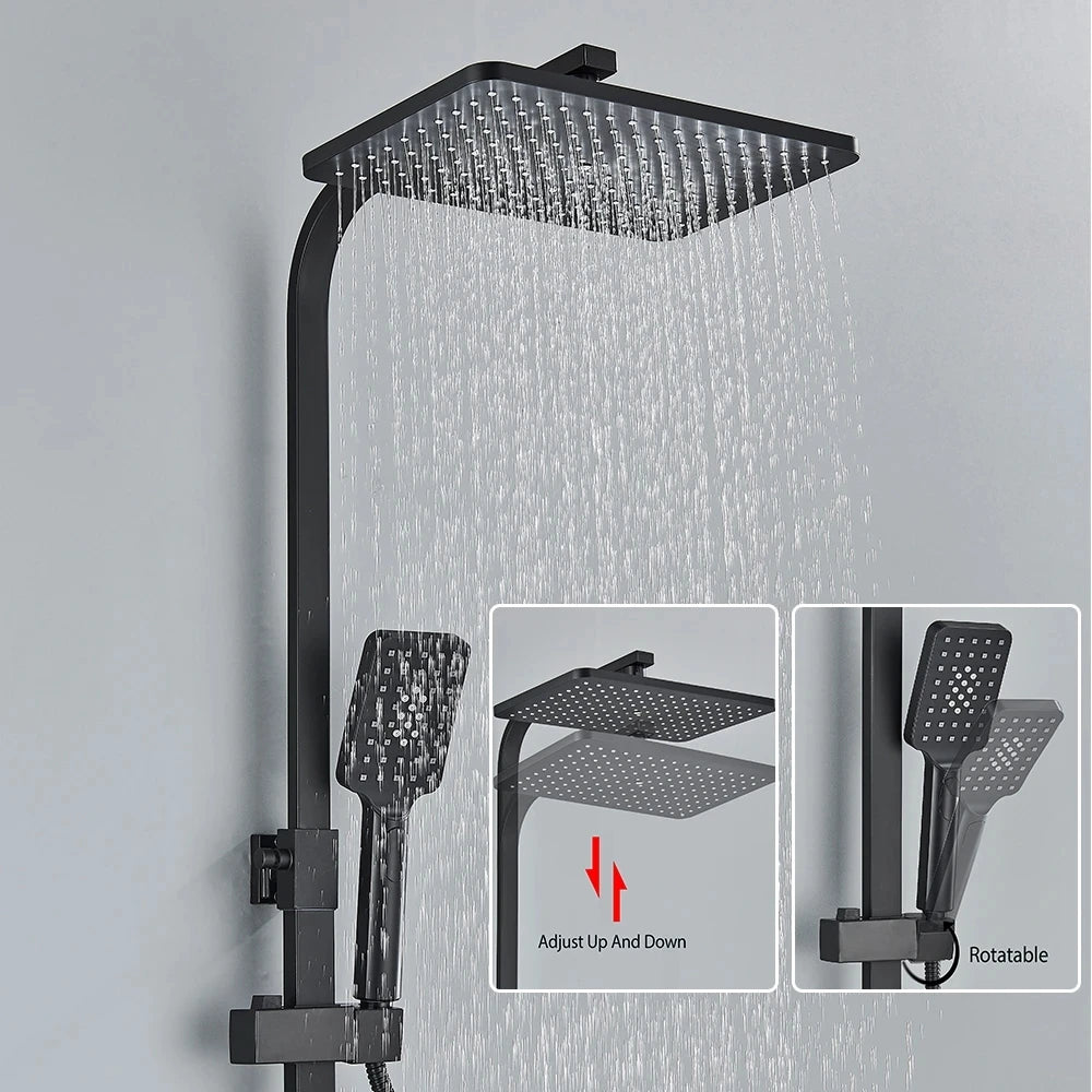 Shower Faucet Rainfall 3/4-Ways Bathtub Tap Bathroom Shelf