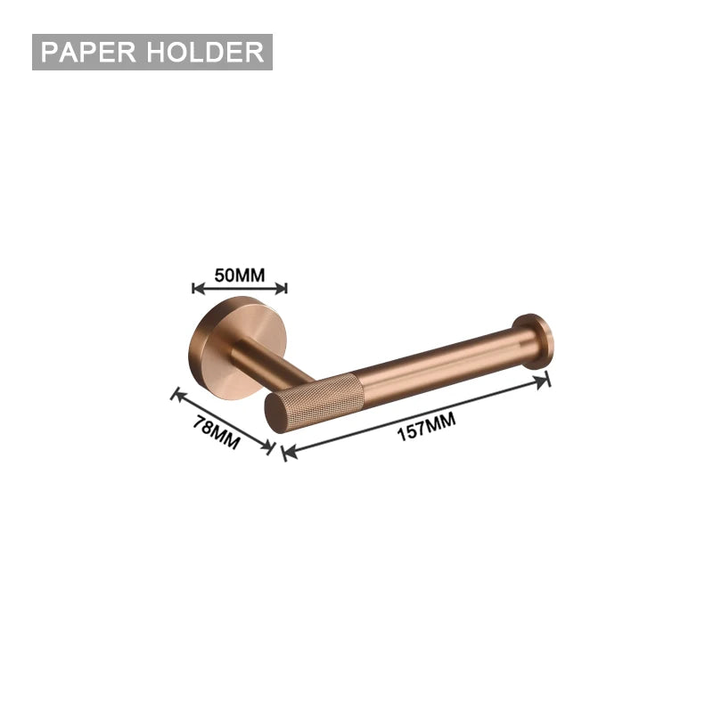 Brushed Rose Gold Brass Knurling Toilet Brush Holder
