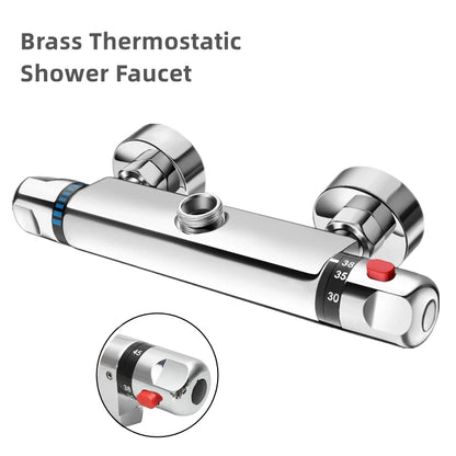 Bathroom Thermostatic Shower Faucet Brass Chrome Mixer Value