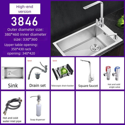 Stainless Steel Sink Narrow Long Model Side Hole