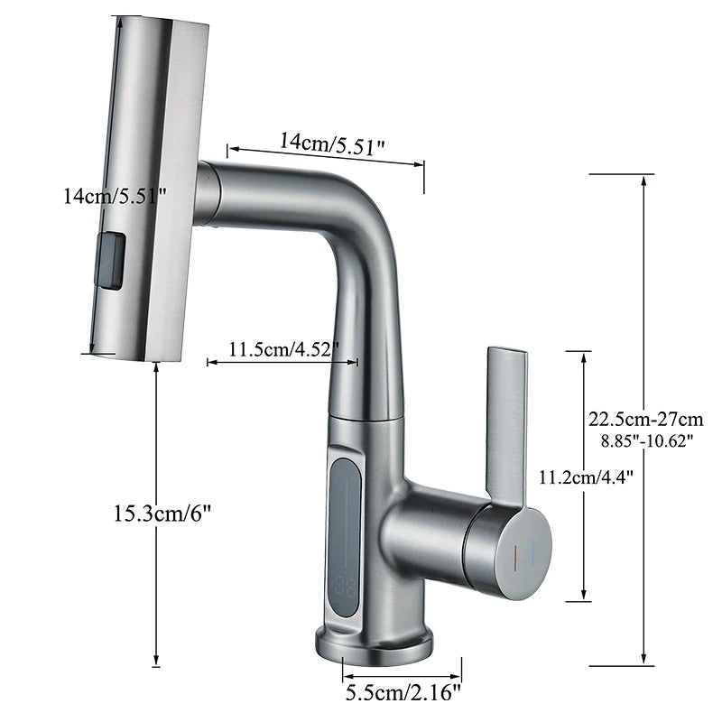 Lcd Bathroom Basin Faucet Digital Display Basin Tap