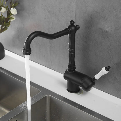 Brass Faucet Ceramic Handle Deck Mount Bathroom Basin