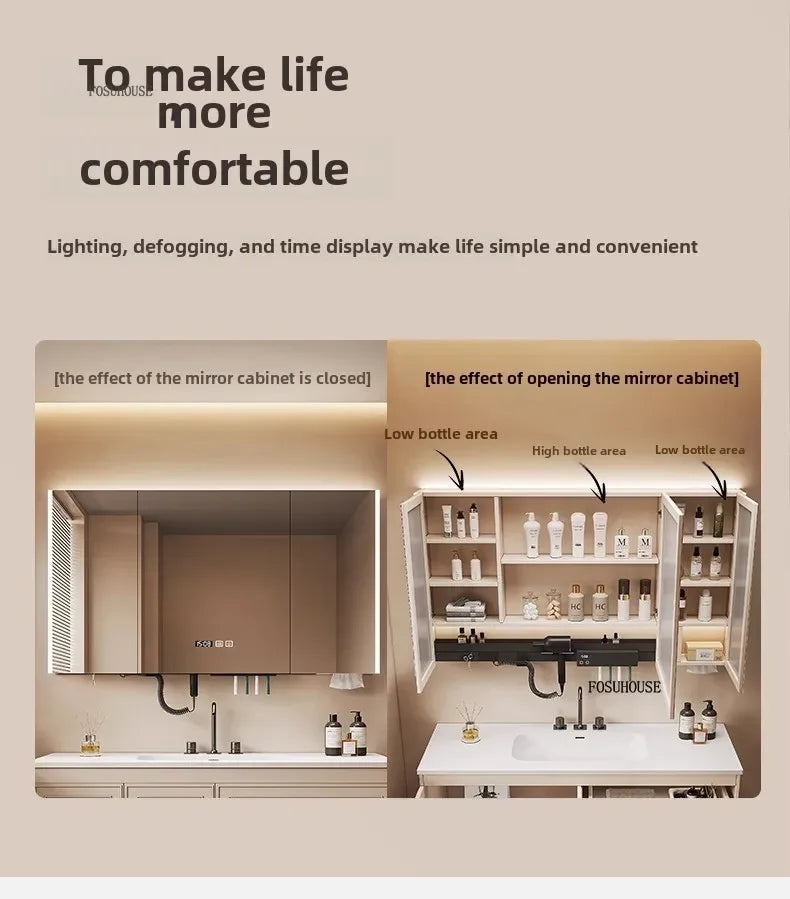Smart Bathroom Mirror Storage Cabinet Light Bathroom Mirror