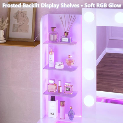 Rgb Makeup Vanity Desk Hollywood Lighted Mirror Frosted