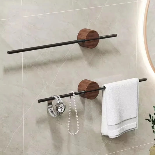 Walnut Towel Rack Perforation-Free Bathroom Bar Hanging Bathroom